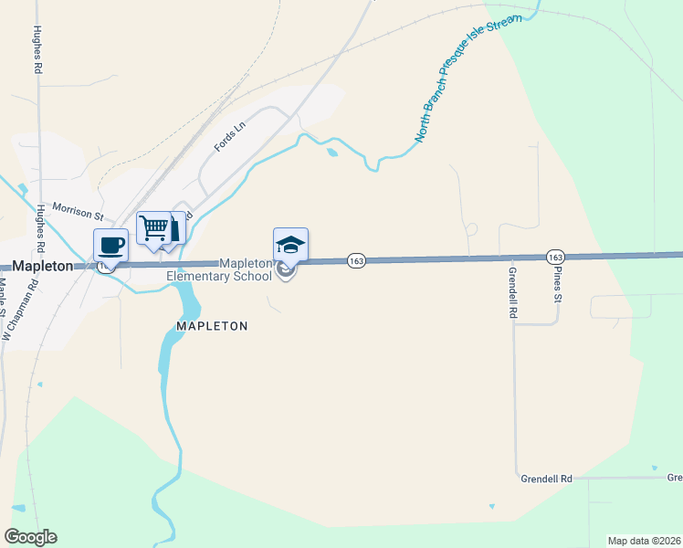 map of restaurants, bars, coffee shops, grocery stores, and more near 1616 Main Street in Mapleton