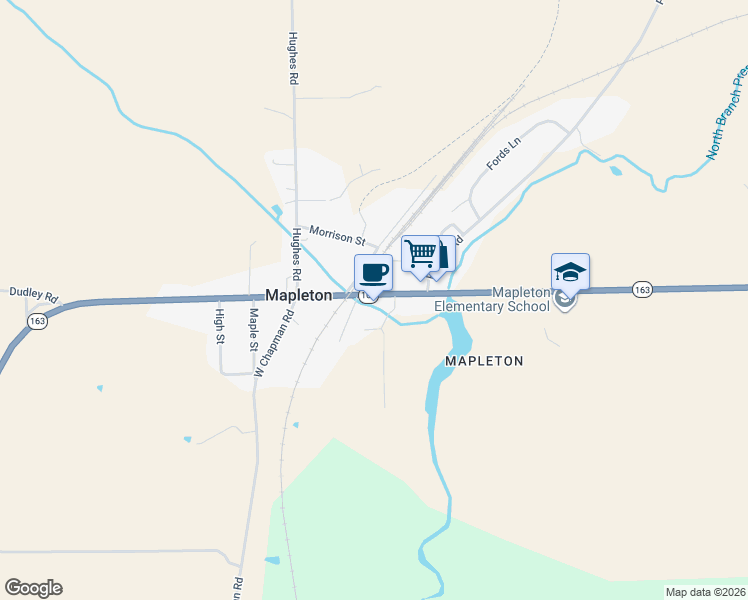 map of restaurants, bars, coffee shops, grocery stores, and more near 1718 Main Street in Mapleton