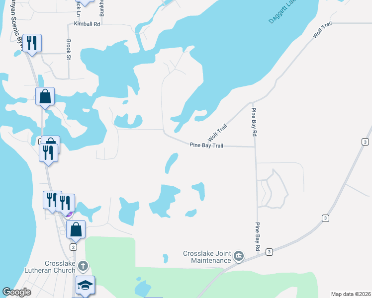 map of restaurants, bars, coffee shops, grocery stores, and more near 14520 Pine Bay Trail in Crosslake