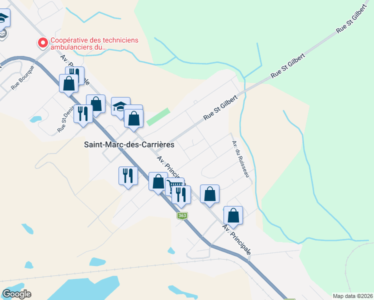 map of restaurants, bars, coffee shops, grocery stores, and more near 898 Avenue Saint Louis in Saint-Marc-des-Carrières