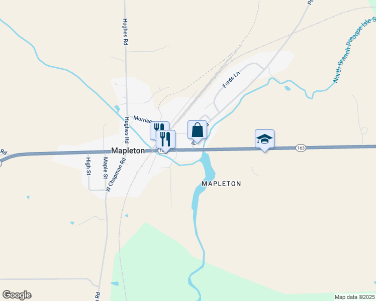 map of restaurants, bars, coffee shops, grocery stores, and more near 1702 Main Street in Mapleton