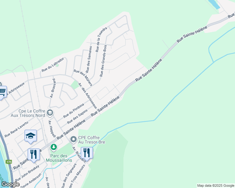 map of restaurants, bars, coffee shops, grocery stores, and more near 2121 Rue Sainte-Hélène in Lévis