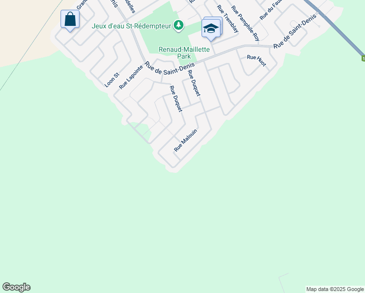 map of restaurants, bars, coffee shops, grocery stores, and more near 1408 Rue Malouin in Lévis