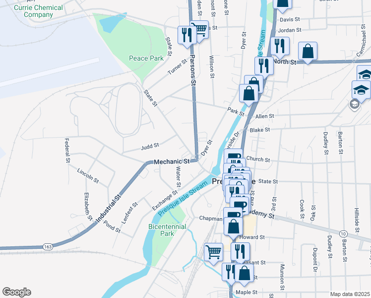 map of restaurants, bars, coffee shops, grocery stores, and more near 60 State St in Presque Isle