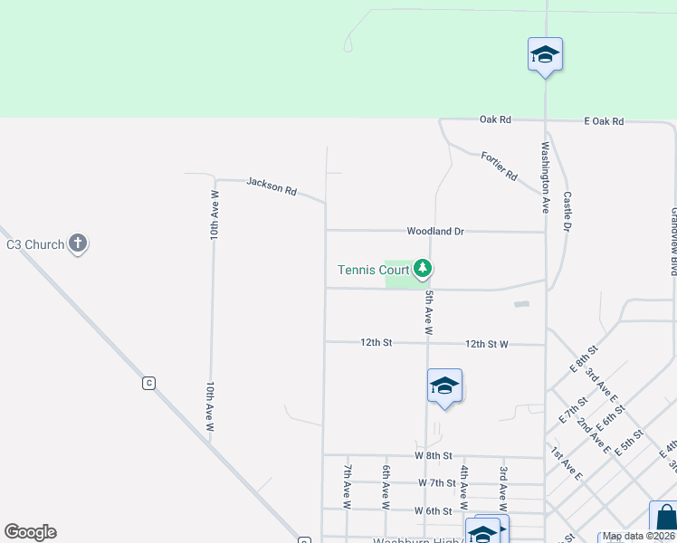 map of restaurants, bars, coffee shops, grocery stores, and more near 715 Hillside Drive in Washburn