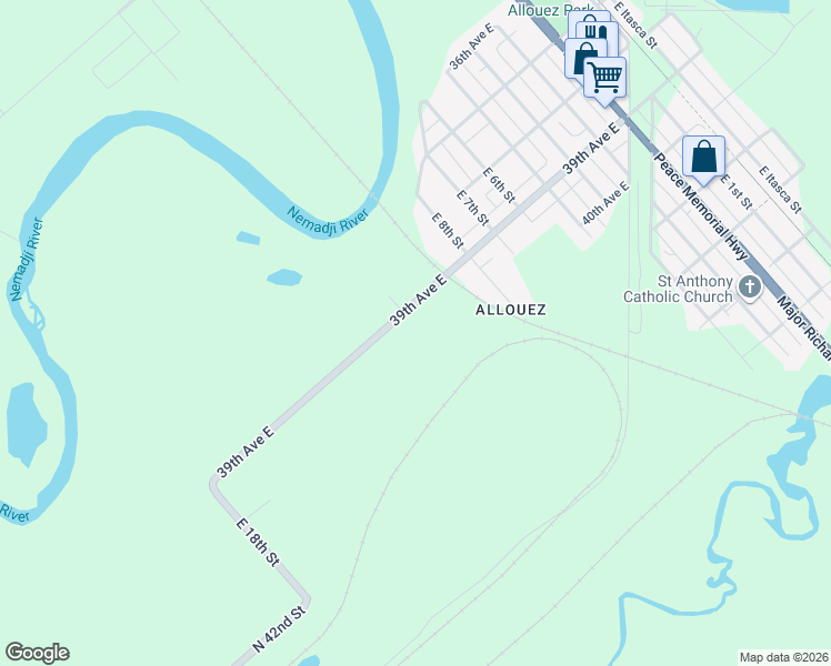map of restaurants, bars, coffee shops, grocery stores, and more near 1017 39th Avenue East in Superior