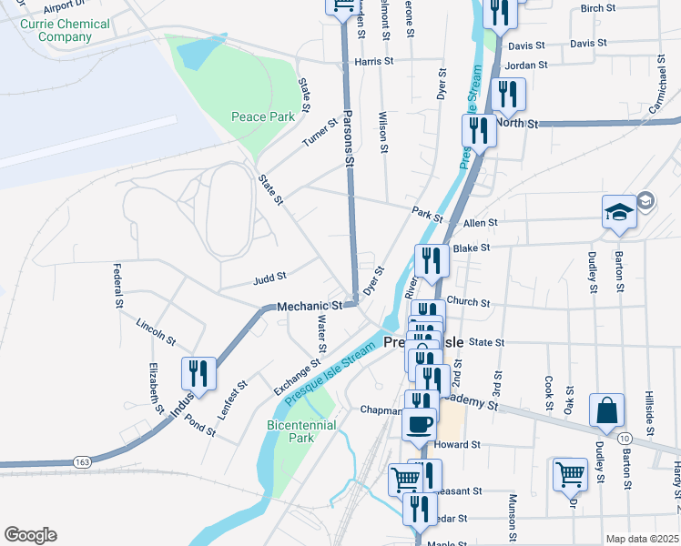 map of restaurants, bars, coffee shops, grocery stores, and more near 60 State Street in Presque Isle
