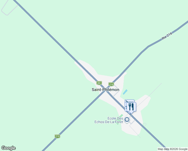 map of restaurants, bars, coffee shops, grocery stores, and more near 1231 Rue Principale in Saint-Philémon