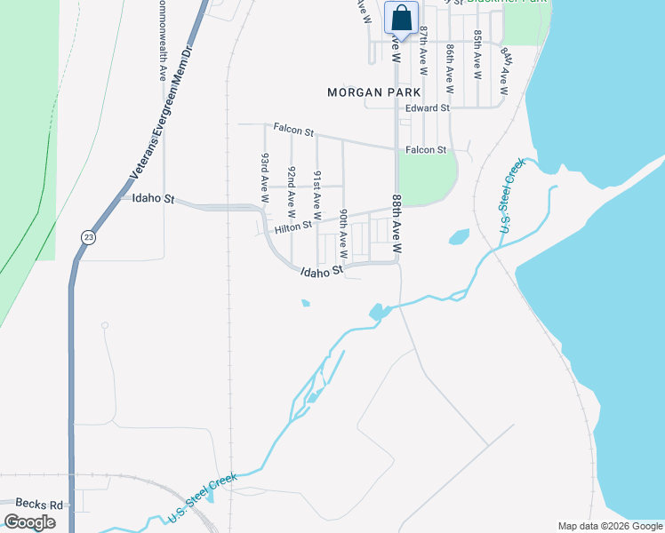 map of restaurants, bars, coffee shops, grocery stores, and more near 1475 90th Avenue West in Duluth