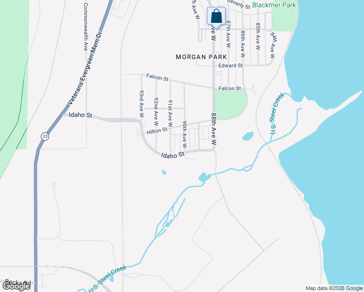 map of restaurants, bars, coffee shops, grocery stores, and more near 1475 90th Avenue West in Duluth