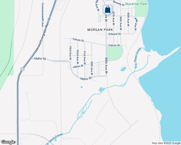 map of restaurants, bars, coffee shops, grocery stores, and more near 1475 90th Avenue West in Duluth