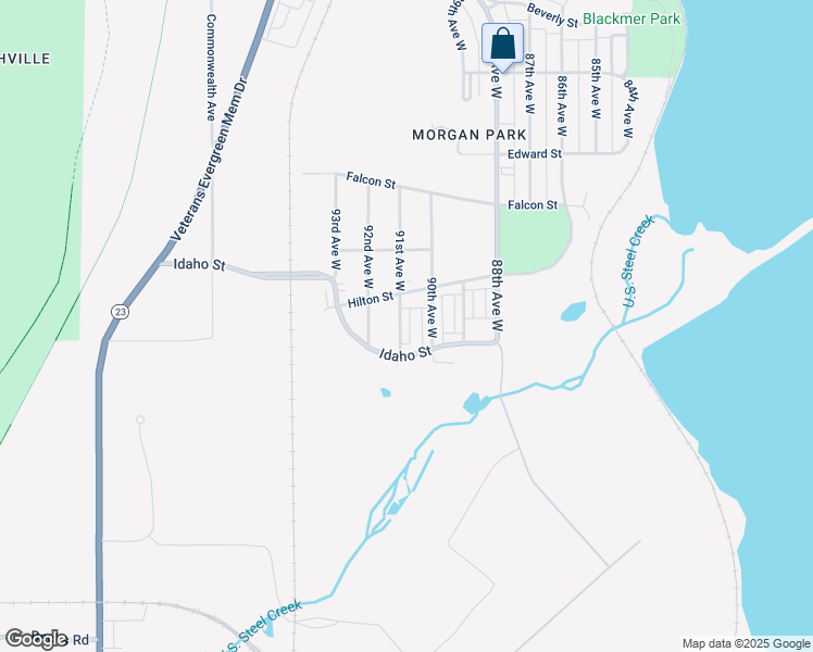 map of restaurants, bars, coffee shops, grocery stores, and more near 1475 90th Avenue West in Duluth