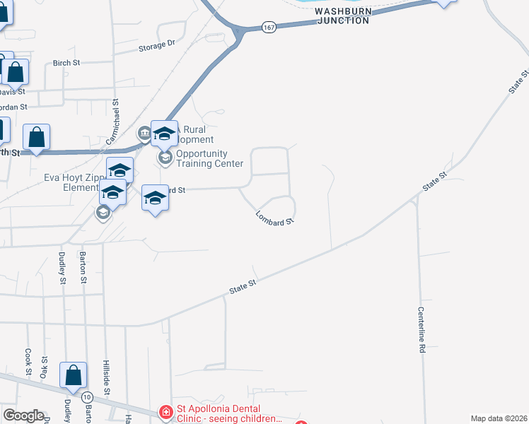 map of restaurants, bars, coffee shops, grocery stores, and more near 2 City View Drive in Presque Isle