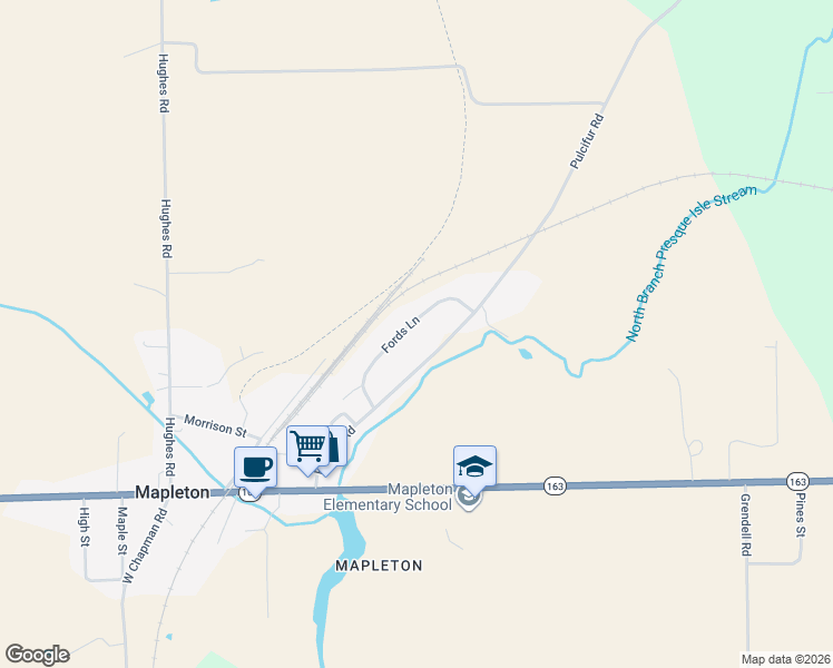map of restaurants, bars, coffee shops, grocery stores, and more near 43 Fords Lane in Mapleton