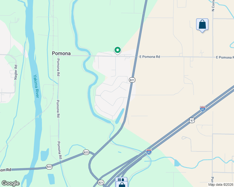 map of restaurants, bars, coffee shops, grocery stores, and more near 710 State Highway 821 in Yakima
