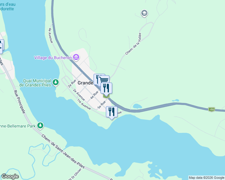 map of restaurants, bars, coffee shops, grocery stores, and more near Chemin de la Falaise in Grandes-Piles