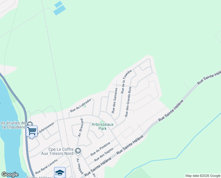 map of restaurants, bars, coffee shops, grocery stores, and more near 64 Rue des Chênes-Verts in Lévis