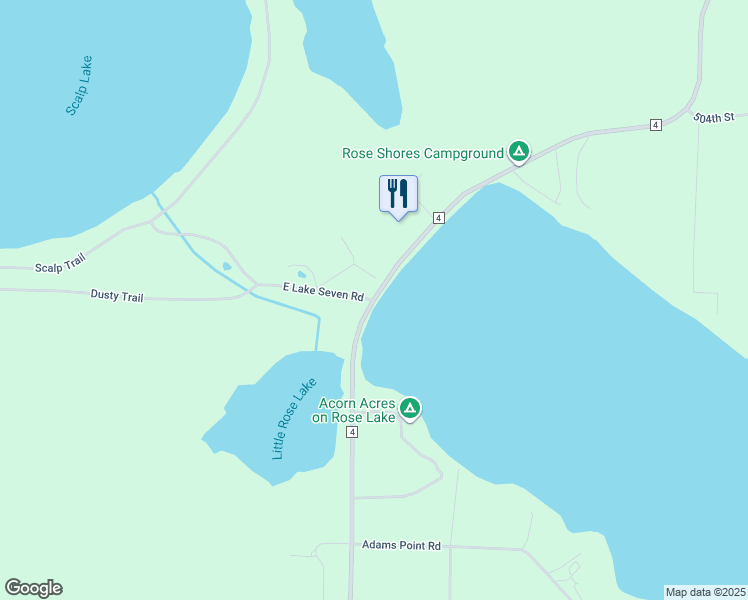 map of restaurants, bars, coffee shops, grocery stores, and more near 34680 County Highway 4 in Frazee