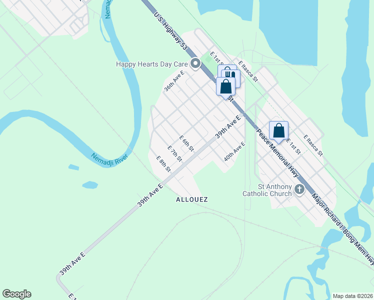 map of restaurants, bars, coffee shops, grocery stores, and more near 3811 East 6th Street in Superior