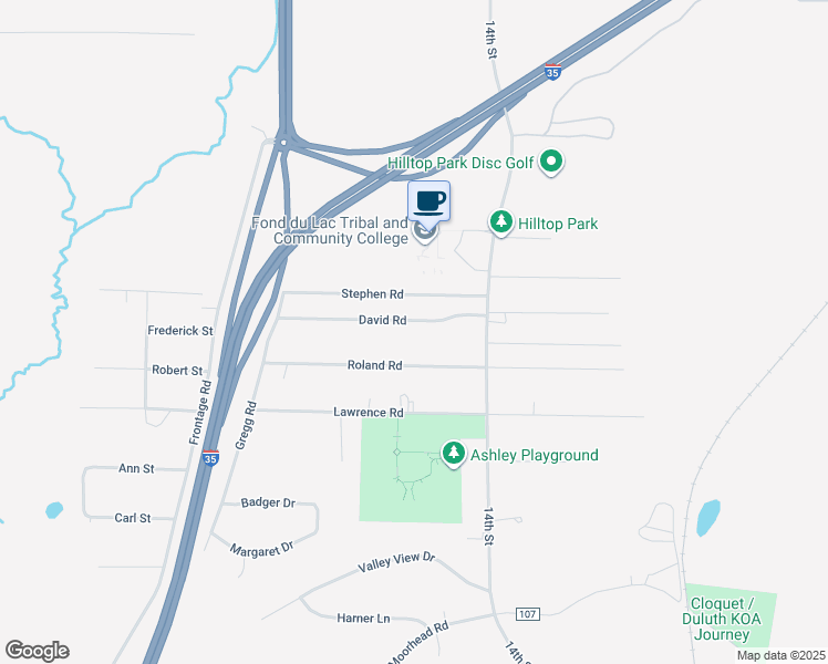 map of restaurants, bars, coffee shops, grocery stores, and more near 1384 David Road in Cloquet