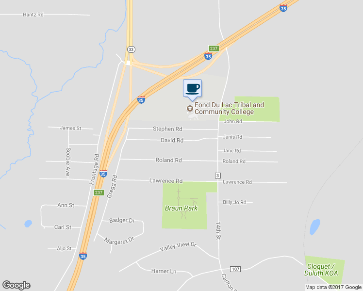 map of restaurants, bars, coffee shops, grocery stores, and more near 1384 David Road in Cloquet