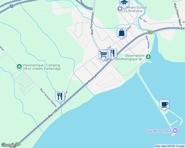 map of restaurants, bars, coffee shops, grocery stores, and more near 45 Rue Paradis in Portneuf