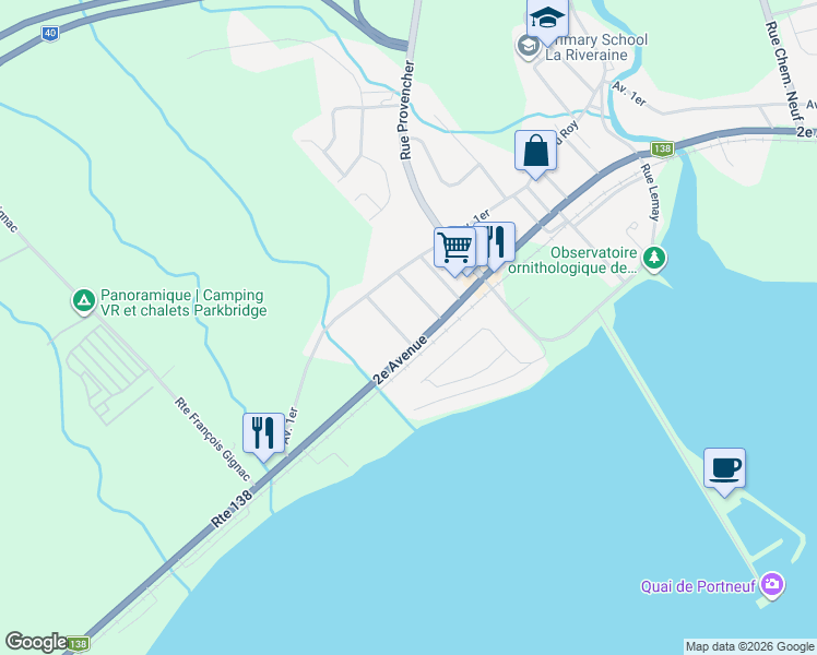 map of restaurants, bars, coffee shops, grocery stores, and more near 45 Rue Paradis in Portneuf