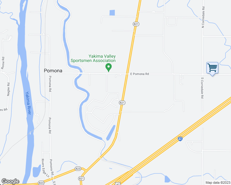 map of restaurants, bars, coffee shops, grocery stores, and more near 710 Highway 821 in Yakima