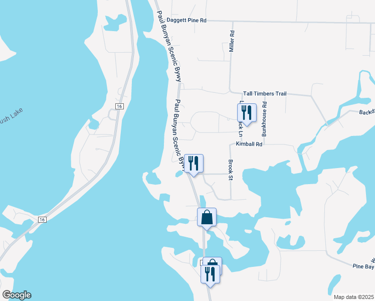 map of restaurants, bars, coffee shops, grocery stores, and more near 36974 County Road 66 in Crosslake