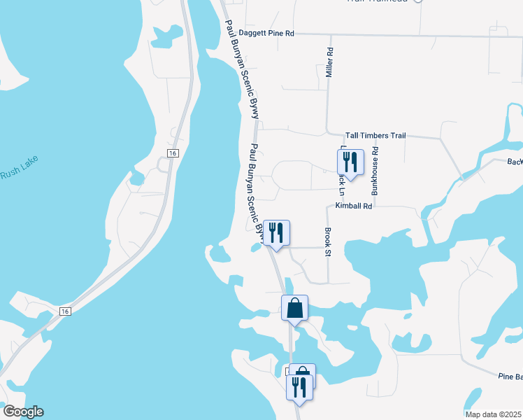 map of restaurants, bars, coffee shops, grocery stores, and more near 36974 County Road 66 in Crosslake