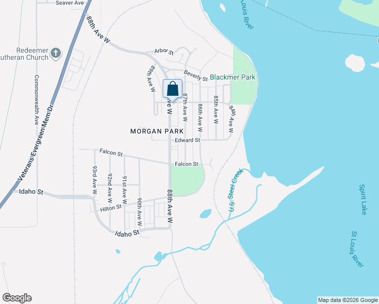 map of restaurants, bars, coffee shops, grocery stores, and more near 1139 87th Avenue West in Duluth