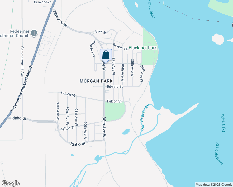 map of restaurants, bars, coffee shops, grocery stores, and more near 1139 87th Avenue West in Duluth