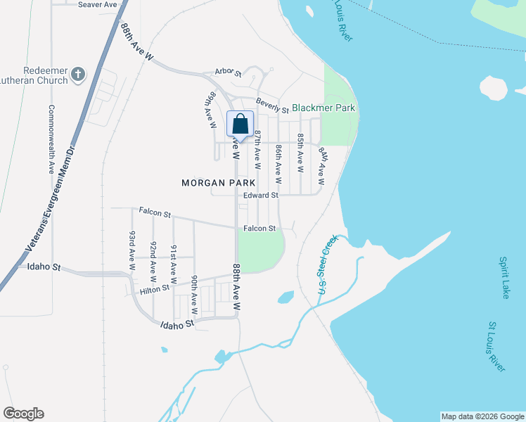 map of restaurants, bars, coffee shops, grocery stores, and more near 1139 87th Avenue West in Duluth