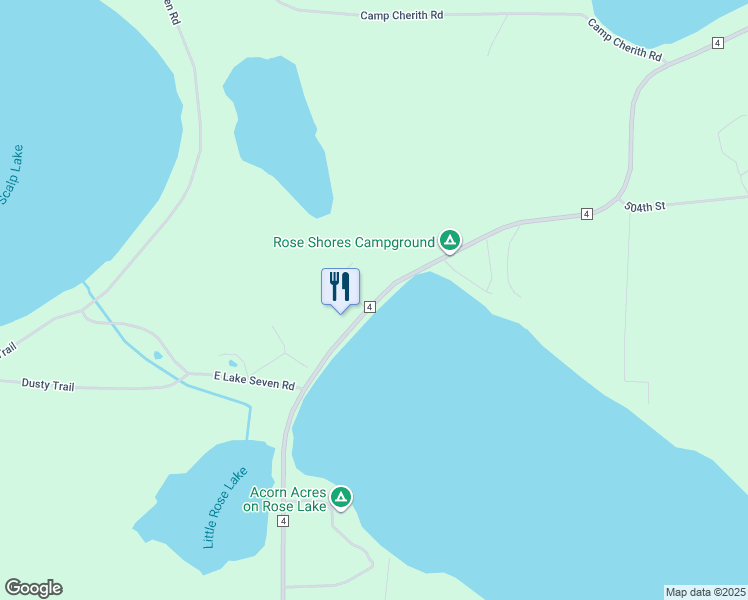 map of restaurants, bars, coffee shops, grocery stores, and more near 34680-34880 County Highway 4 in Frazee