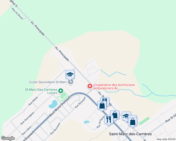 map of restaurants, bars, coffee shops, grocery stores, and more near Rue du Moulin in Saint-Marc-des-Carrières