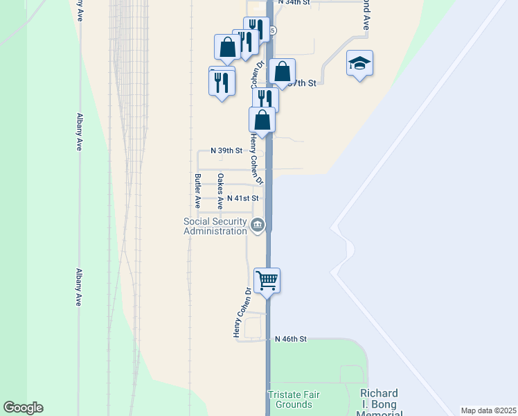 map of restaurants, bars, coffee shops, grocery stores, and more near in Superior