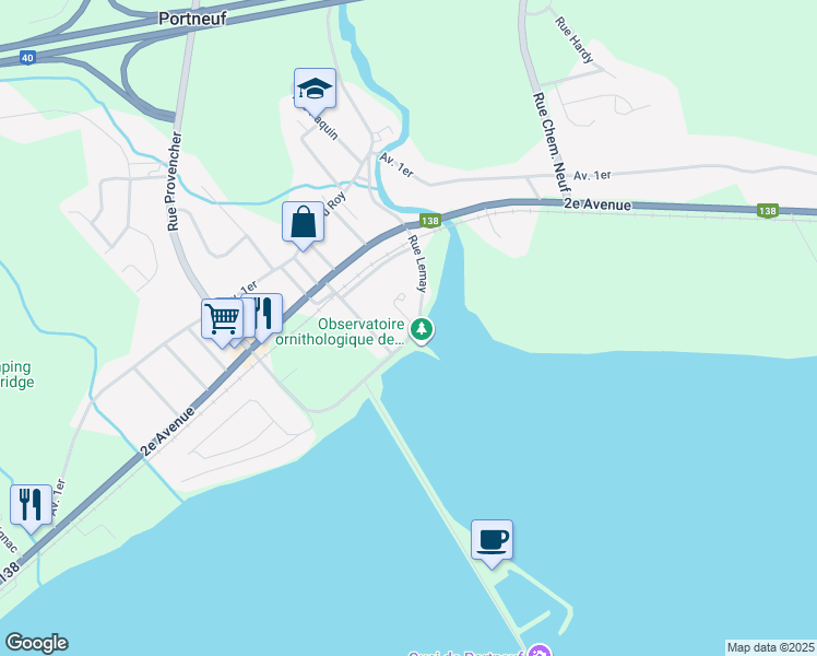 map of restaurants, bars, coffee shops, grocery stores, and more near 236 Rue Lemay in Portneuf