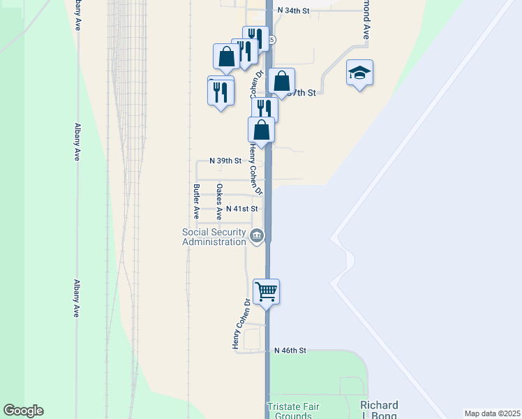 map of restaurants, bars, coffee shops, grocery stores, and more near in Superior