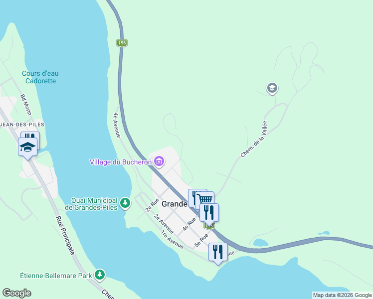 map of restaurants, bars, coffee shops, grocery stores, and more near in Grandes-Piles