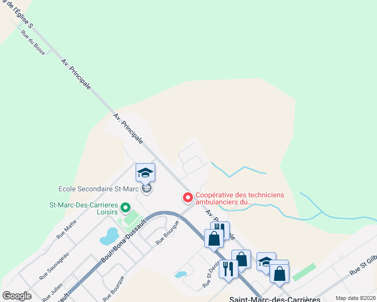 map of restaurants, bars, coffee shops, grocery stores, and more near Rue du Moulin in Saint-Marc-des-Carrières