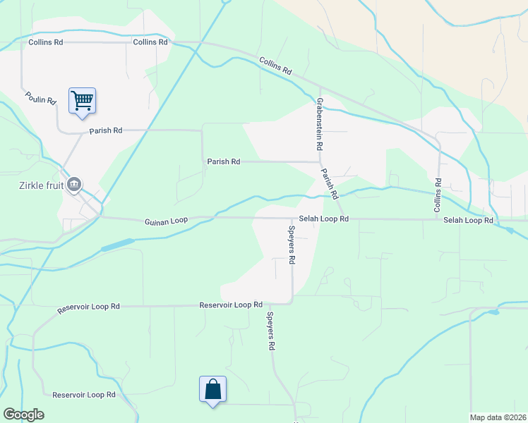 map of restaurants, bars, coffee shops, grocery stores, and more near 71 Guinan Loop in Selah