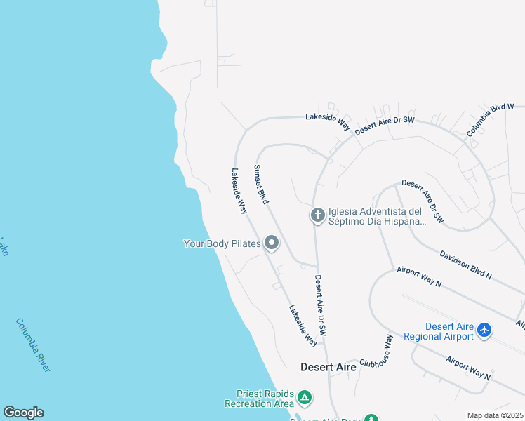 map of restaurants, bars, coffee shops, grocery stores, and more near 610 Sunset Boulevard in Mattawa