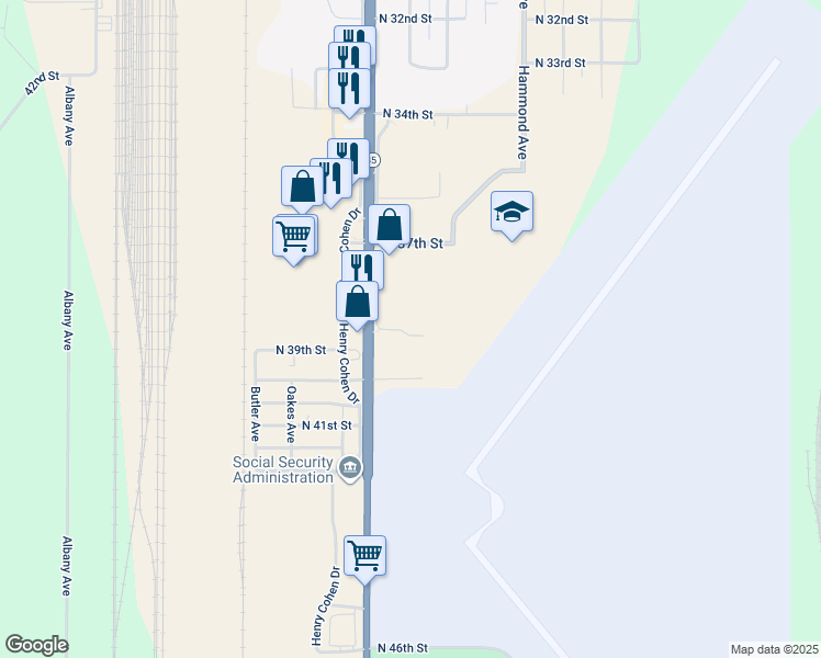 map of restaurants, bars, coffee shops, grocery stores, and more near 3806 Tower Avenue in Superior