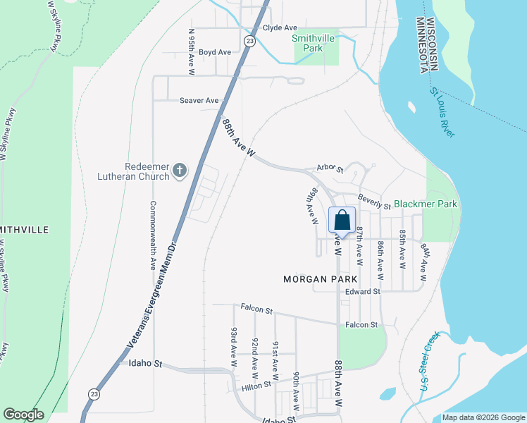 map of restaurants, bars, coffee shops, grocery stores, and more near 811 88th Avenue West in Duluth