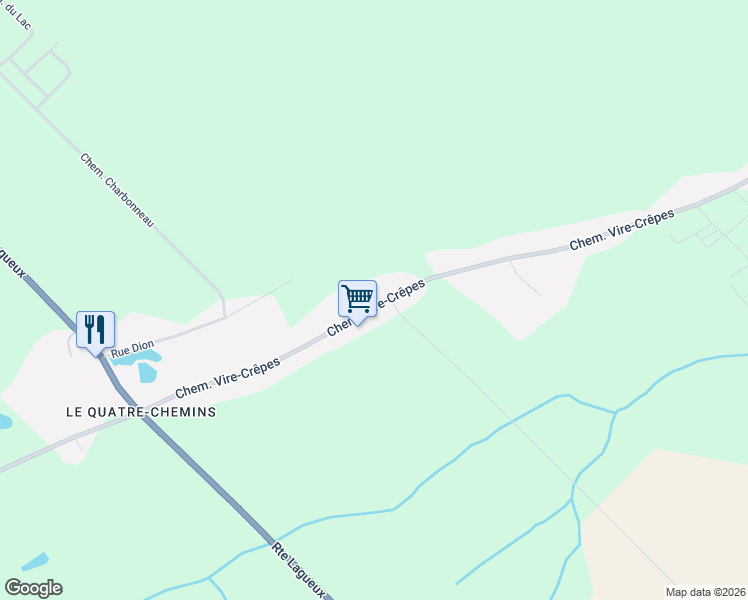 map of restaurants, bars, coffee shops, grocery stores, and more near 1148 Chemin Vire-Crêpes in Saint-Nicolas