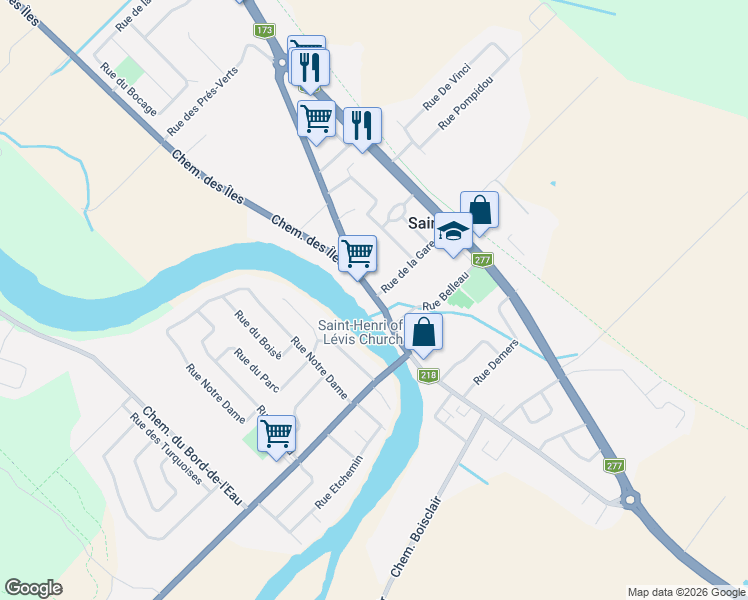 map of restaurants, bars, coffee shops, grocery stores, and more near 188 Rue Commerciale in Saint-Henri