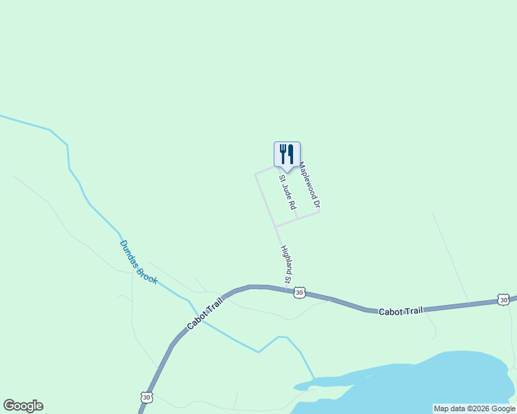 map of restaurants, bars, coffee shops, grocery stores, and more near 73 Highland Street in Ingonish Beach