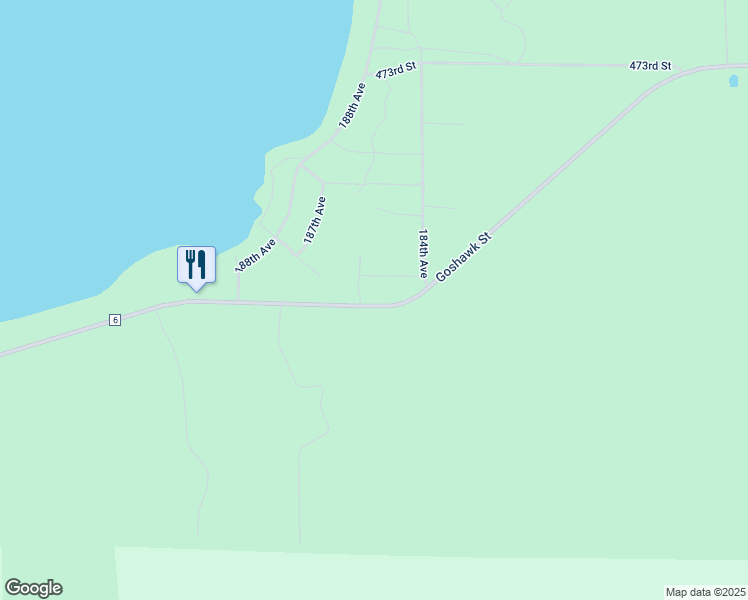 map of restaurants, bars, coffee shops, grocery stores, and more near 18482 Goshawk Street in McGregor