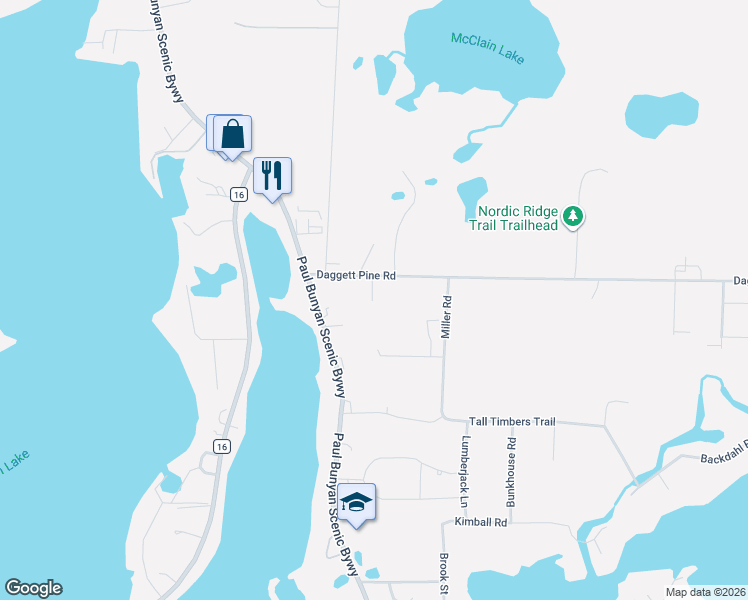 map of restaurants, bars, coffee shops, grocery stores, and more near 13898 Mary Lane in Crosslake