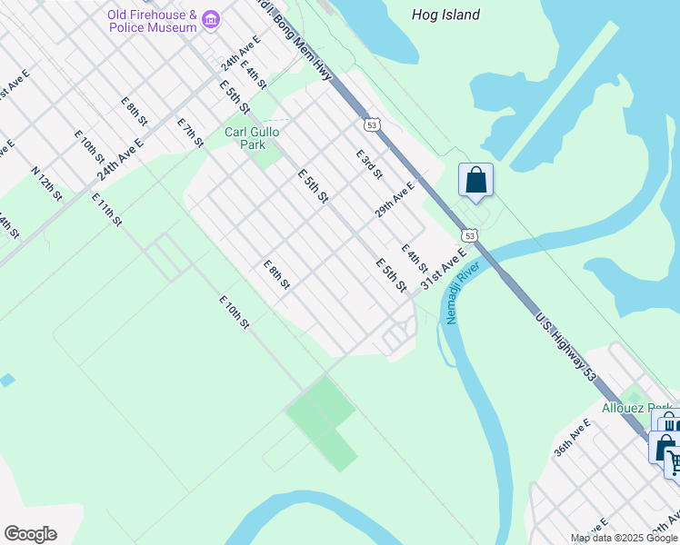 map of restaurants, bars, coffee shops, grocery stores, and more near 2916 East 6th Street in Superior